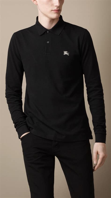 burberry black long sleeve polo|long sleeve equestrian polo shirts.